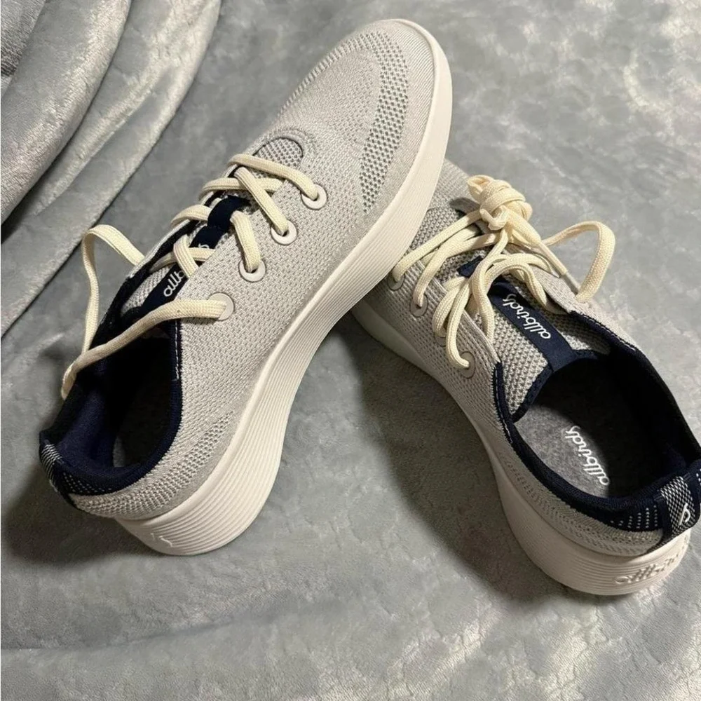 Allbirds Light Gray and Cream Knit Sneakers